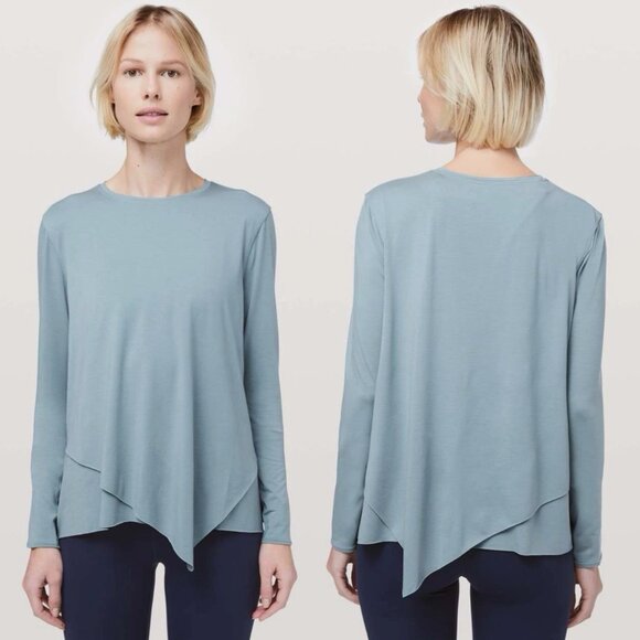 lululemon athletica Tops - Lululemon | Tencel Sweetest Day Long Sleeve Tee " Blue Cast" Lounge | Size 8*